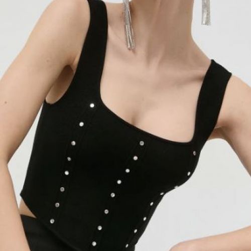 cropped top studded